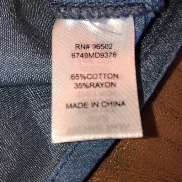 C Brand Long Sleeve 2 Tone Blue Mid Length Dress - Picture 7 of 8